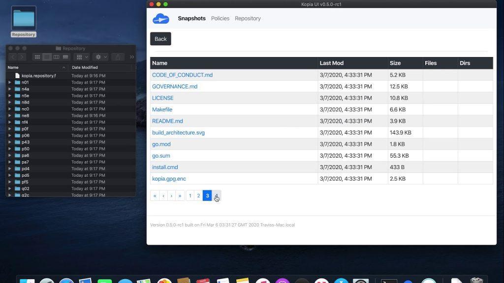 A screenshot of Kopia